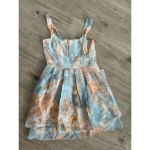Socialite Pastel Fit And Flare Tiered Cocktail Floral Dress Size M